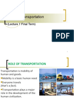 Role of Transportation in Society and Development (Lecture 1 Final Term
