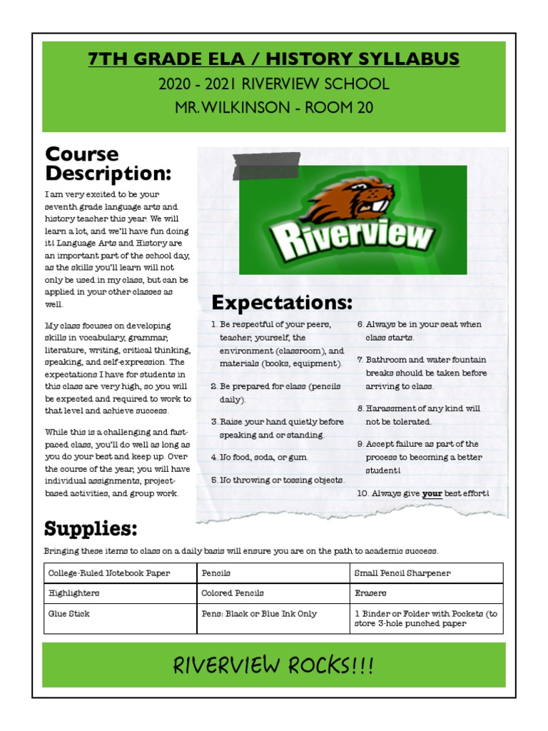 2020 2021 Syllabus Pdf Pencil Homework