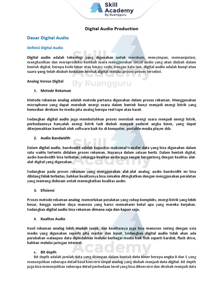 Standar Bit Depth dan Dynamic Range Audio | PDF