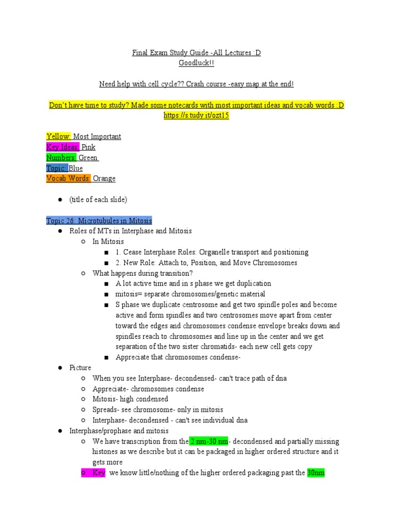 MCB 252 Final Exam Study Guide Download Free PDF Molecular