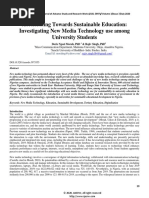 Accelerating Towards Sustainable Education Investigating New Media Technology Use Among University Students