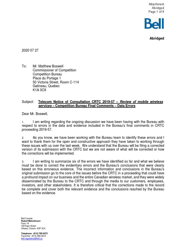 DM#3900357 - Procedural Request - 200804-Bell Mobility - TNC 2019-57 ...