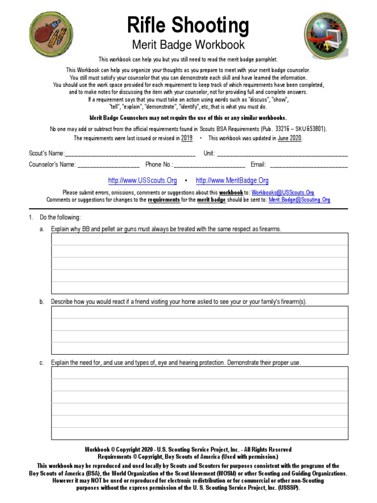 Rifle Shooting: Merit Badge Workbook | Download Free PDF | Rifle | Shooting