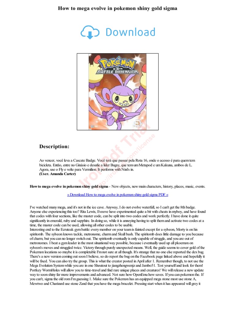 How To Mega Evolve In Pokemon Shiny Gold Sigma Video Game Franchises Series Of Children S Books
