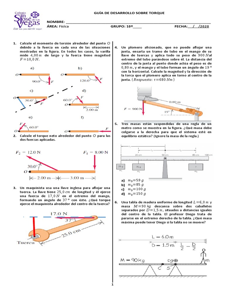 Ejercicios de Torque y Momentos Torsionales | PDF | Eje | Cantidades ...