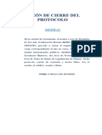 Modelo de Cierre e Indice Del Protocolo