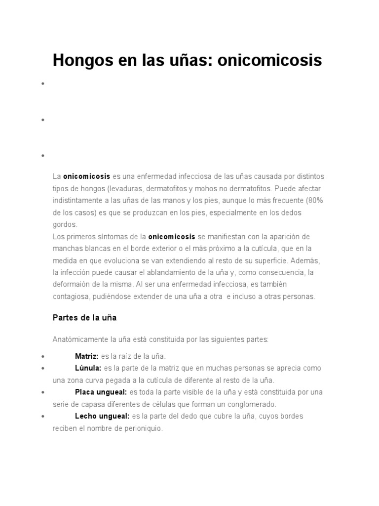Partes de La Uña | Descargar gratis PDF | Clavo (anatomía) | Medicina ...