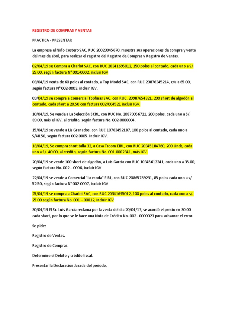 Registro de Compras y Ventas | PDF