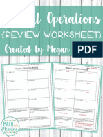 (Review Worksheet) : Ecimal Operations