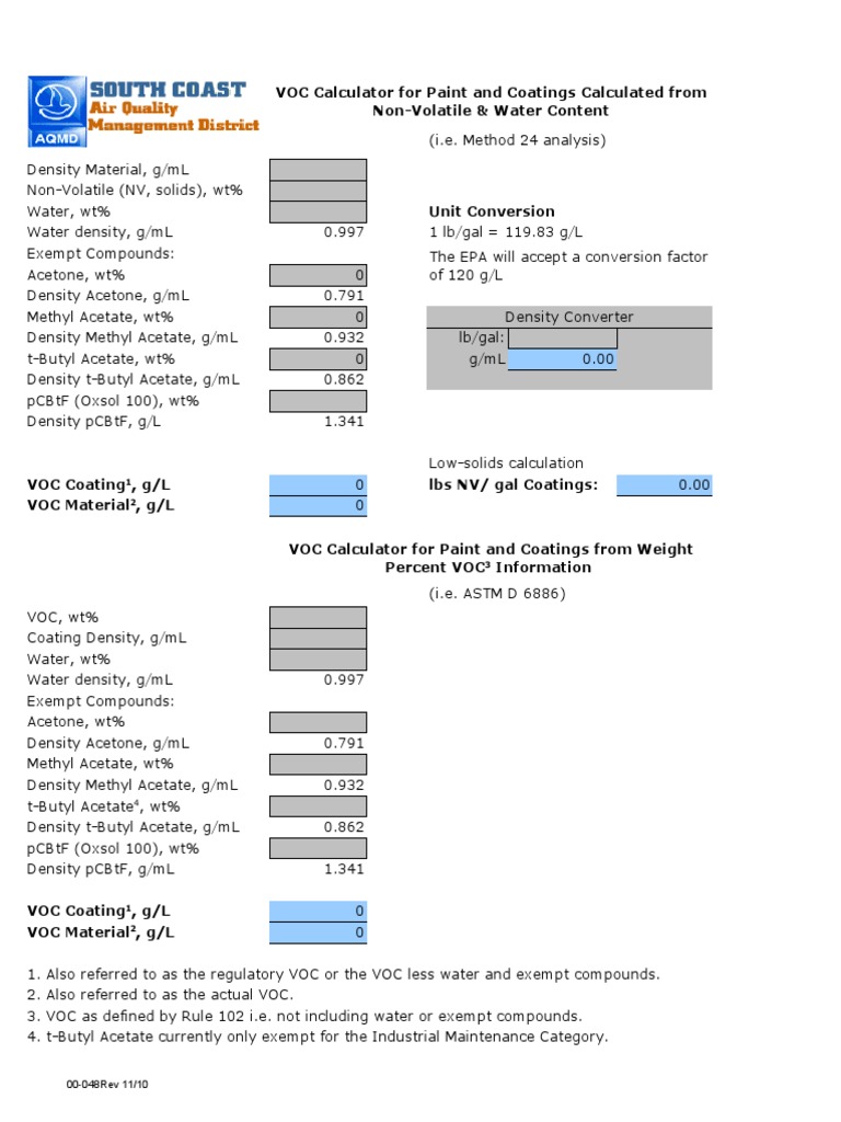 VOC Calculation Guide for Coatings | PDF