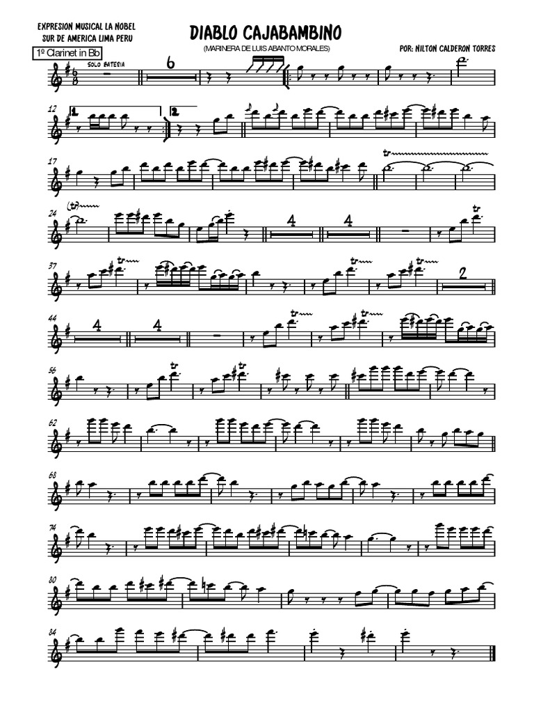 Diablo Cajabambino Marinera PDF | PDF | Instruments de musique | Aérophones