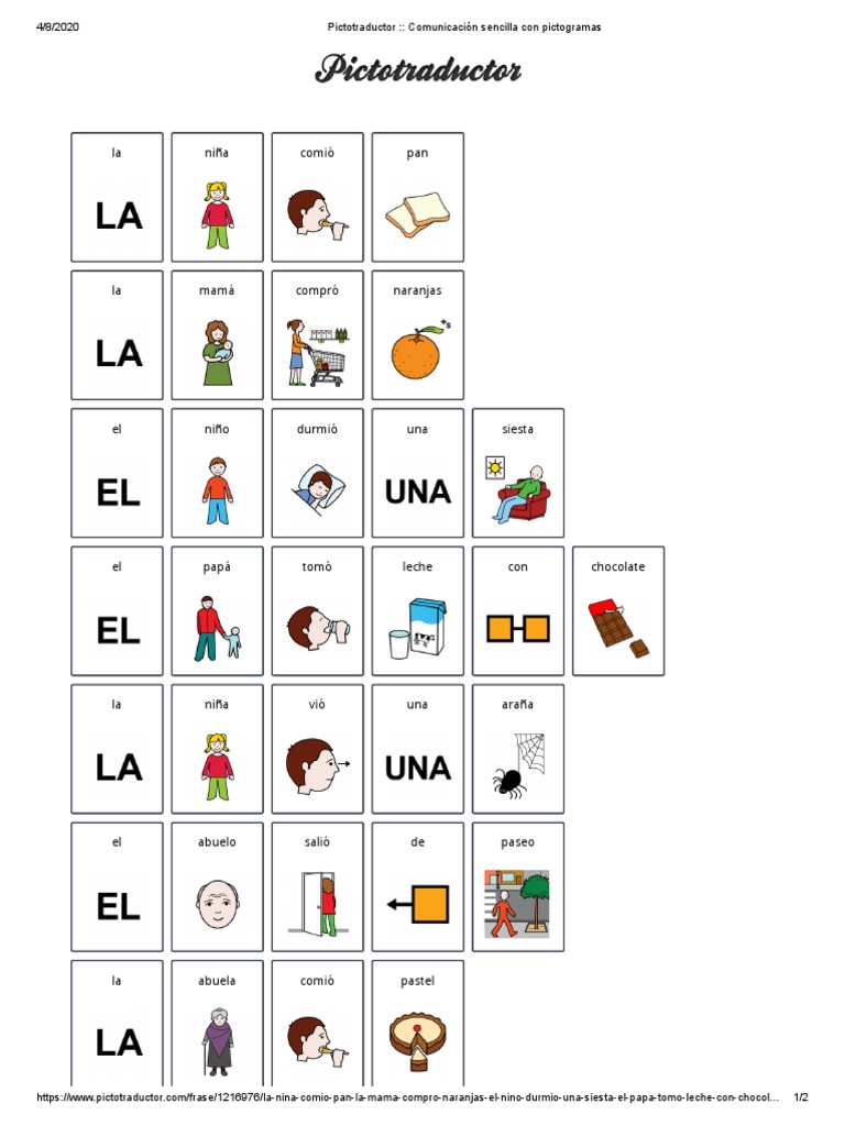 Oraciones simples con pictogramas | PDF