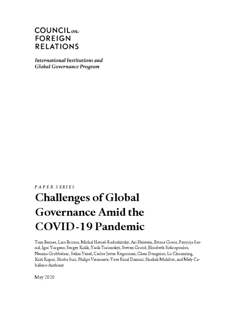 Challenges of Global Governance Amid The COVID-19 Pandemic: P A P E R S ...