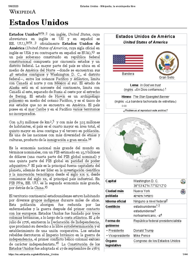 Estados Unidos - Wikipedia, La Enciclopedia Libre | PDF | Presidentes ...