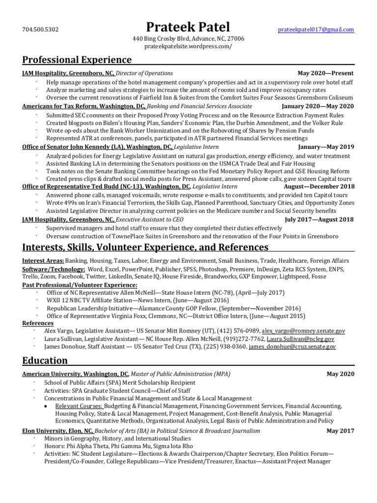 Prateek Patel's Professional Overview | PDF | Dodd–Frank Wall Street ...