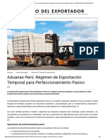 Aduanas Perú: Régimen de Exportación Temporal para Perfeccionamiento Pasivo