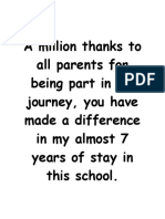 A Million Thanks To All Parents For Being Part in My Journey
