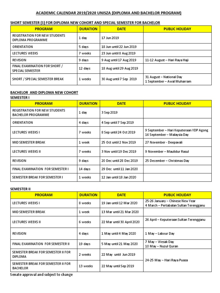 Kalendar Akademik 1920 Web Academic Term Educational Institutions