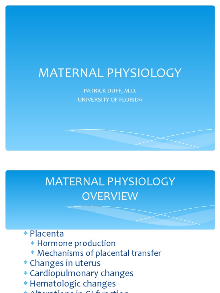 Maternal Physiology Changes in Pregnancy | PDF | Urinary Tract ...