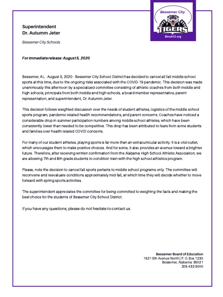 Bessemer City No Middle Fall Sports PDF Schools