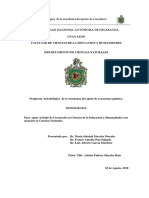 Propuesta Metodológica de La Enseñanza Del Ajuste de Ecuaciones Química Universidad Nacional Autónoma de Nicaragua