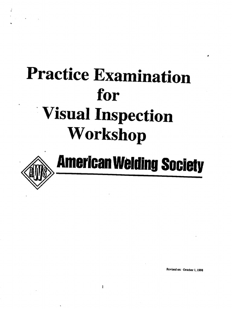 Practice Examination For Visual Inspection Workshop PDF | PDF