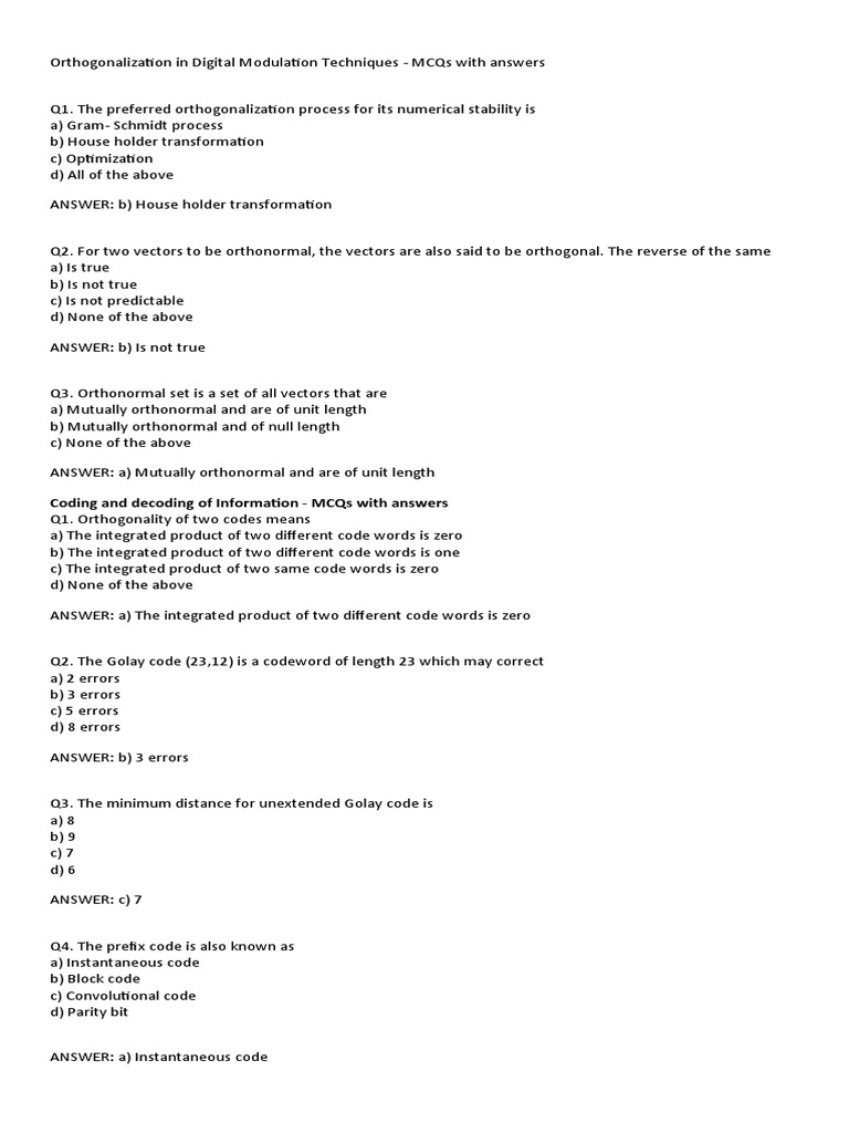Coding and Decoding of Information - Mcqs With Answers | PDF ...