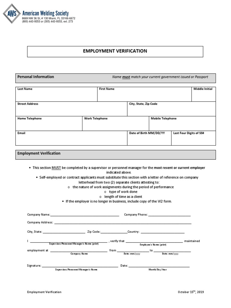 Employment Verification Form Template | PDF | Telephony | Communication