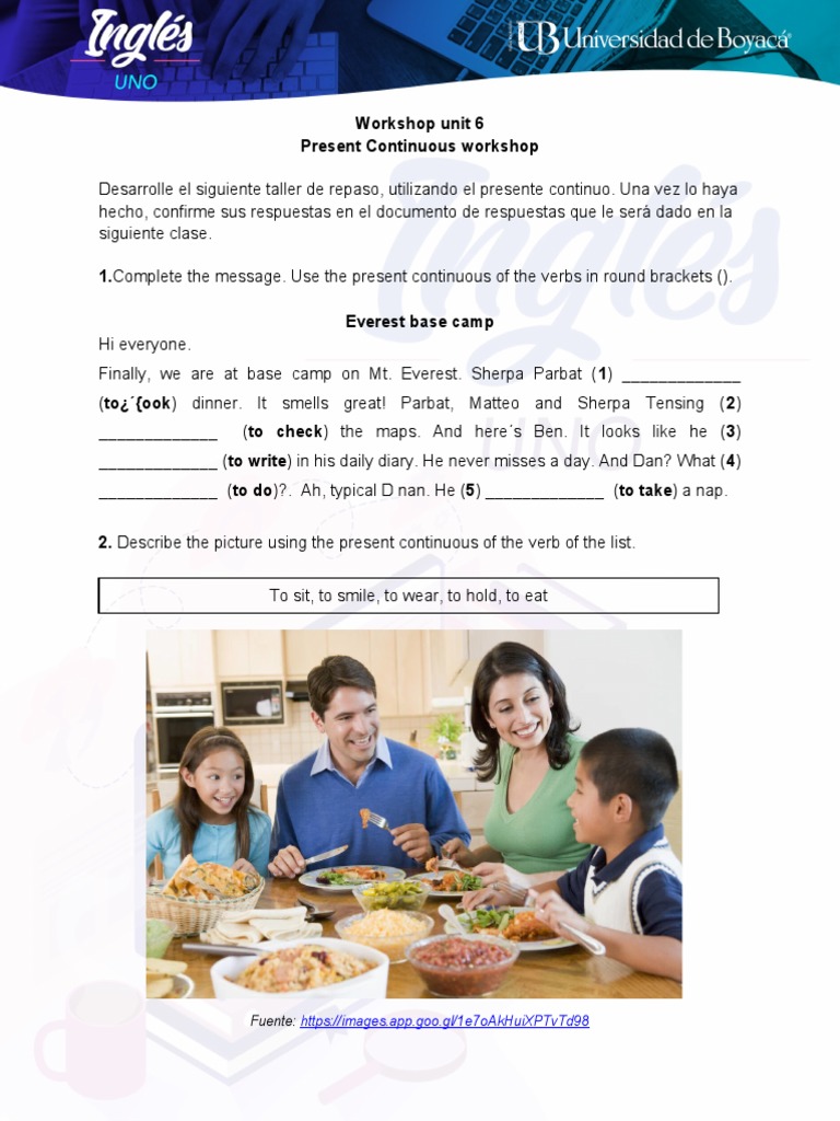Present Continuous Workshop Activities | PDF | Grammar | Morphology