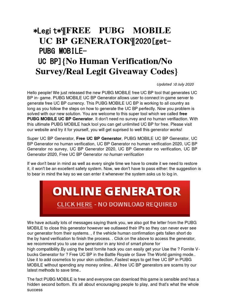 Pubg Uc Generator 2024 Without Human Verification – PCETSK