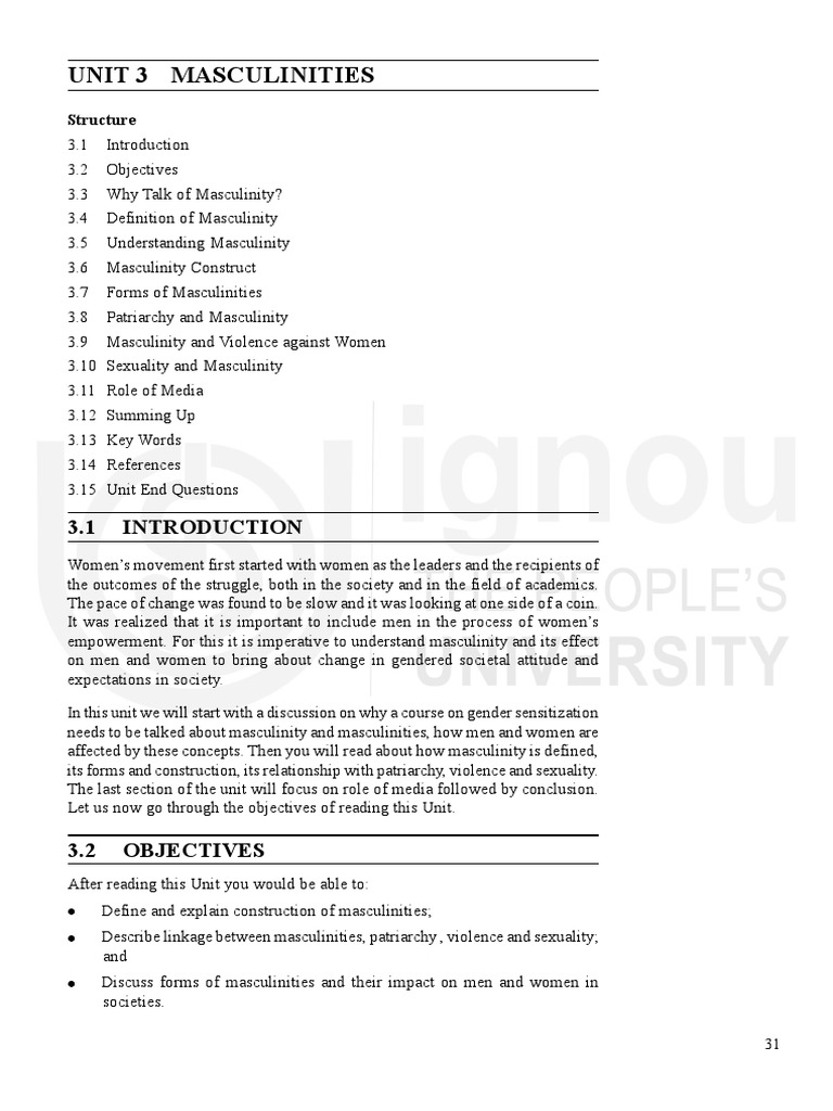Unit 3 Masculinities: Structure | Download Free PDF | Masculinity ...