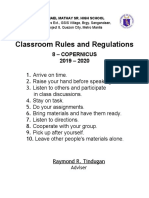 Classroom Rules and Regulation