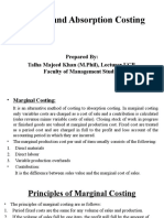 Marginal and Absorption Costing: Prepared By: Talha Majeed Khan (M.Phil), Lecturer UCP, Faculty of Management Studies