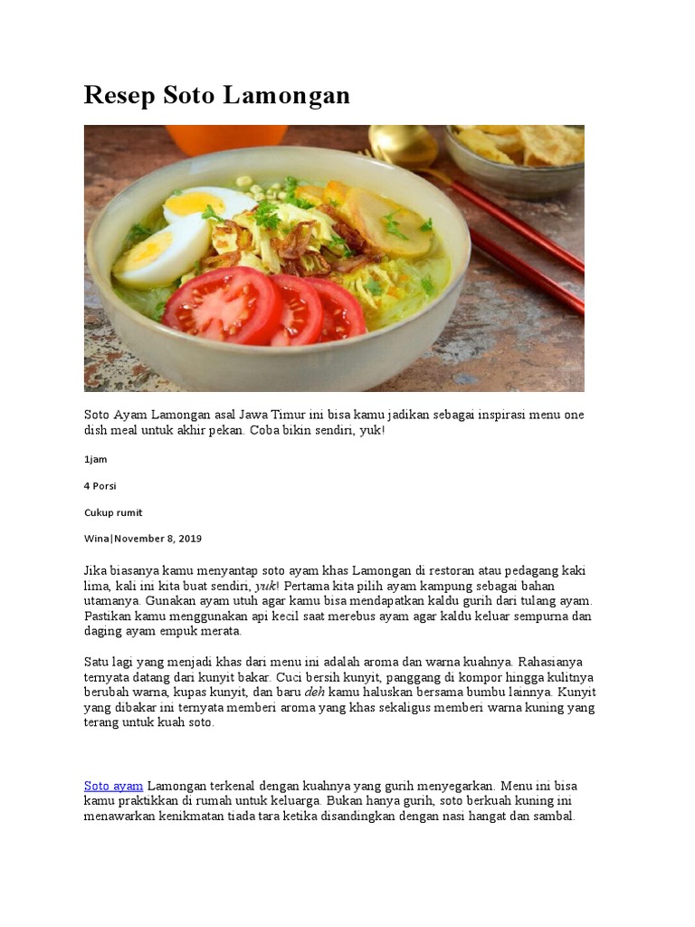 Resep Soto Lamongan | PDF