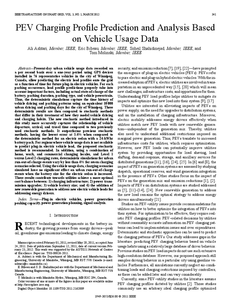 2012 - PEV Charging Profile Prediction and Analysis Based On Vehicle ...