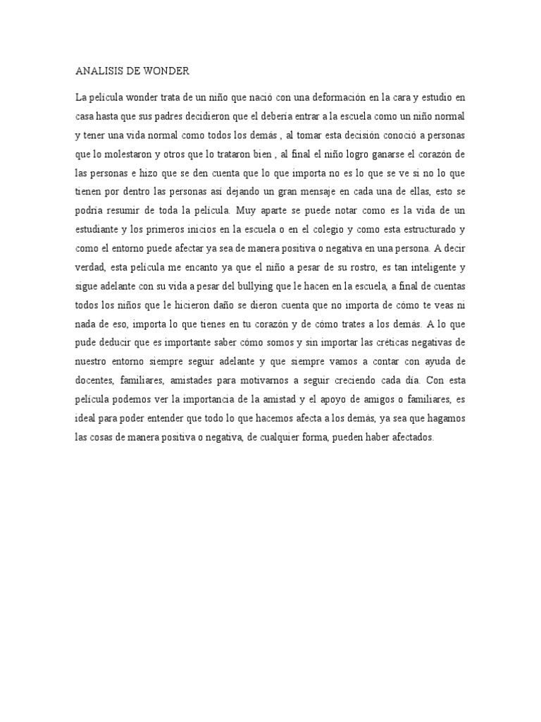 Análisis de la película Wonder | PDF