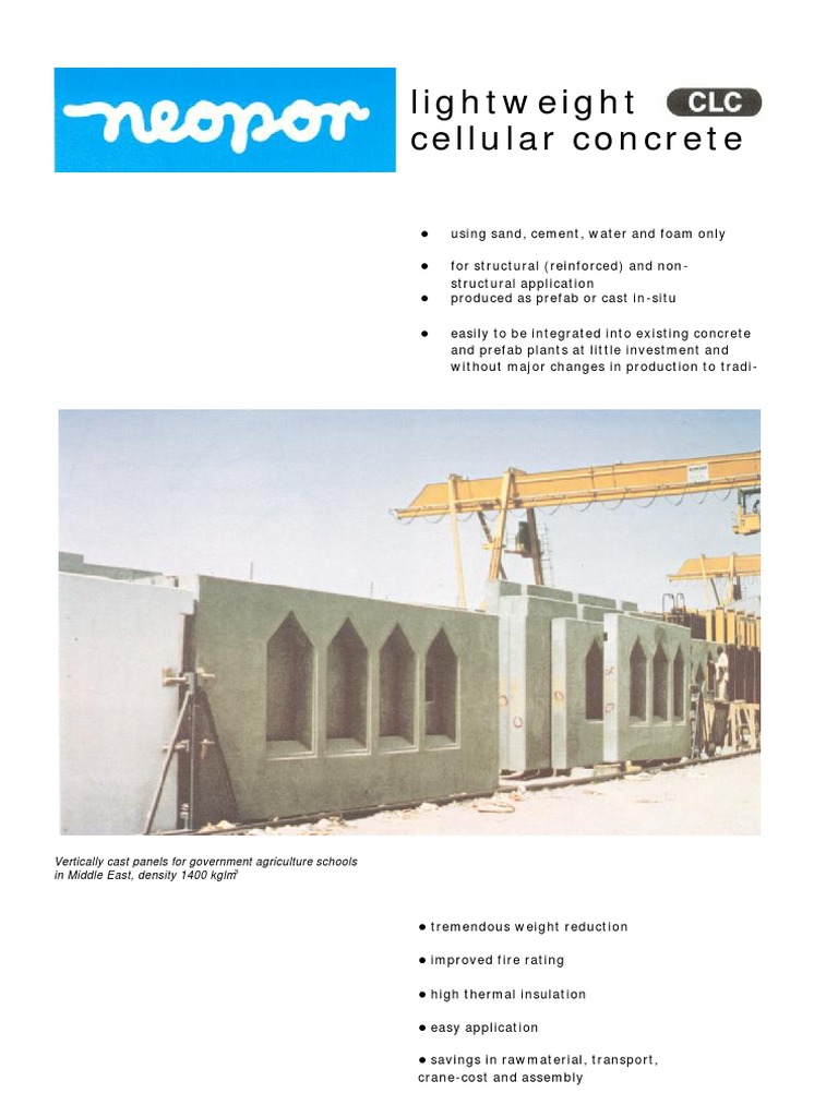 Lightweight Cellular Concrete Solutions | PDF | Foam | Density