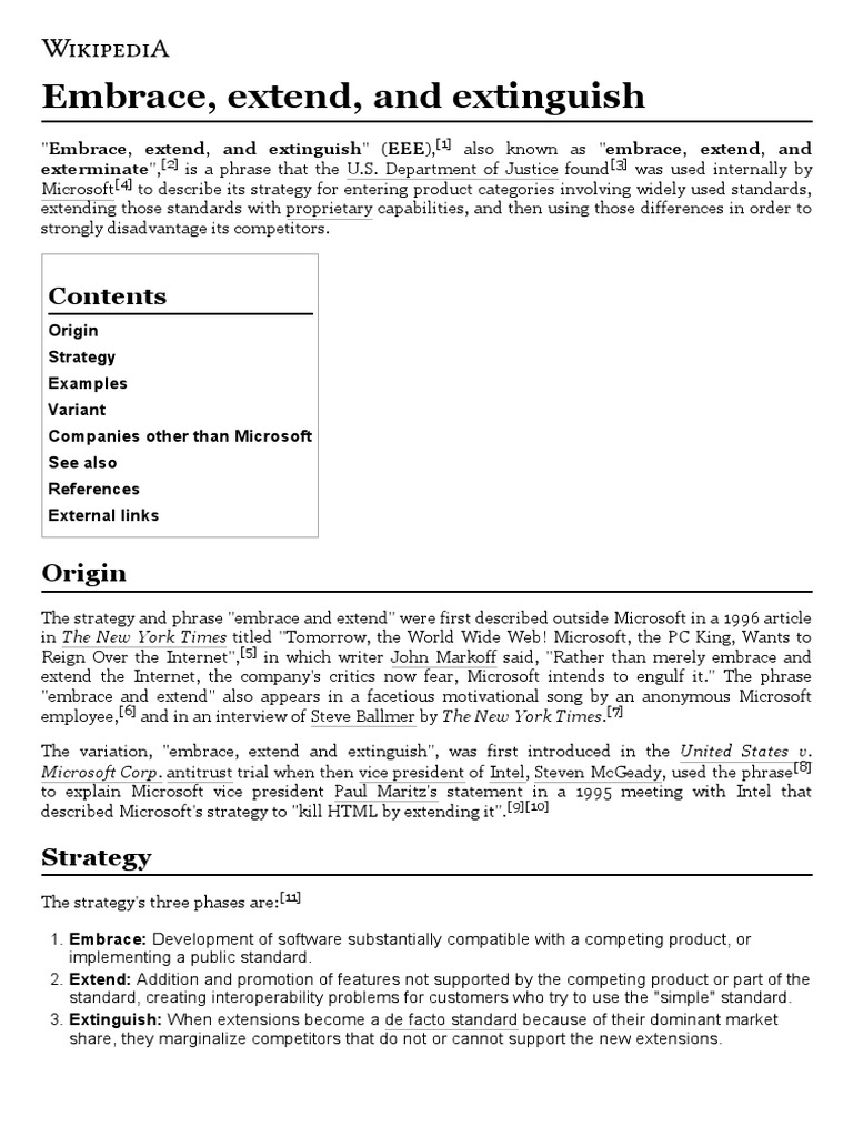 Embrace, Extend, and Extinguish Wikipedia PDF PDF World Wide Web