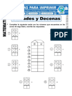 Ficha de Unidades y Decenas para Primero de Primaria 1