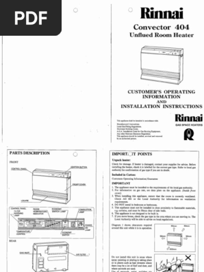 RINNAI CONVECTOR 404 User Manual | PDF