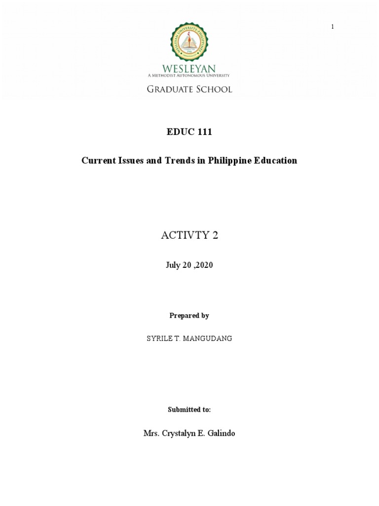 Second Activity Ind Educ 111 by Syrile T. Mangudang | PDF | Educational ...