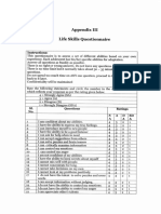 Appendix III Life Skills Questionnaire: Instructions