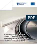 Raport Privind Liberul Acces La Informatiile de Interes Public in Romania PDF