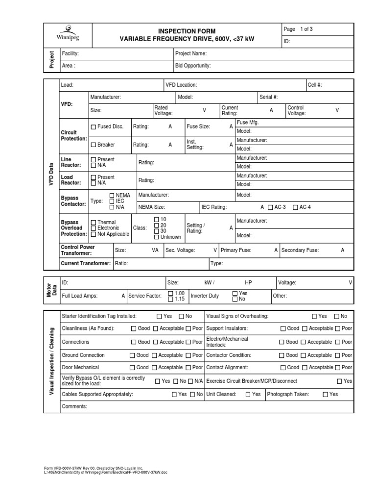545-2012 - Electrical - Forms - VSD INspection PDF | PDF | Fuse ...