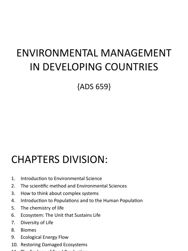 Environmental Management In Developing Countries PDF
