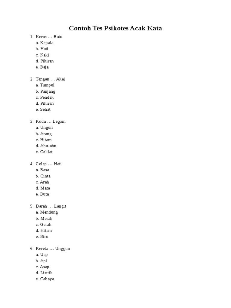 Contoh Tes Psikotes Acak Kata | PDF