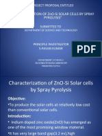 " Charaterization of Zno-Si Solar Cells by Spray Pyrolysis": A Project Proposal Entitled