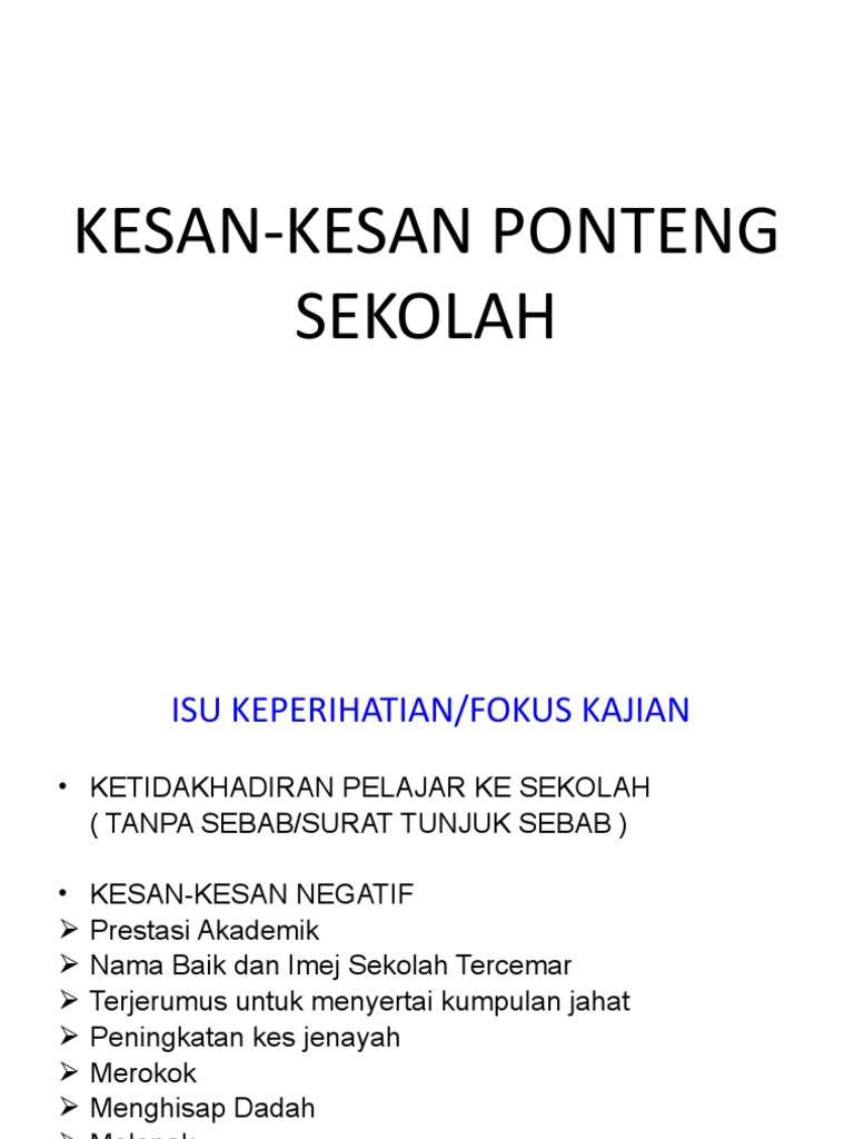 Kesan-Kesan Ponteng Sekolah | PDF