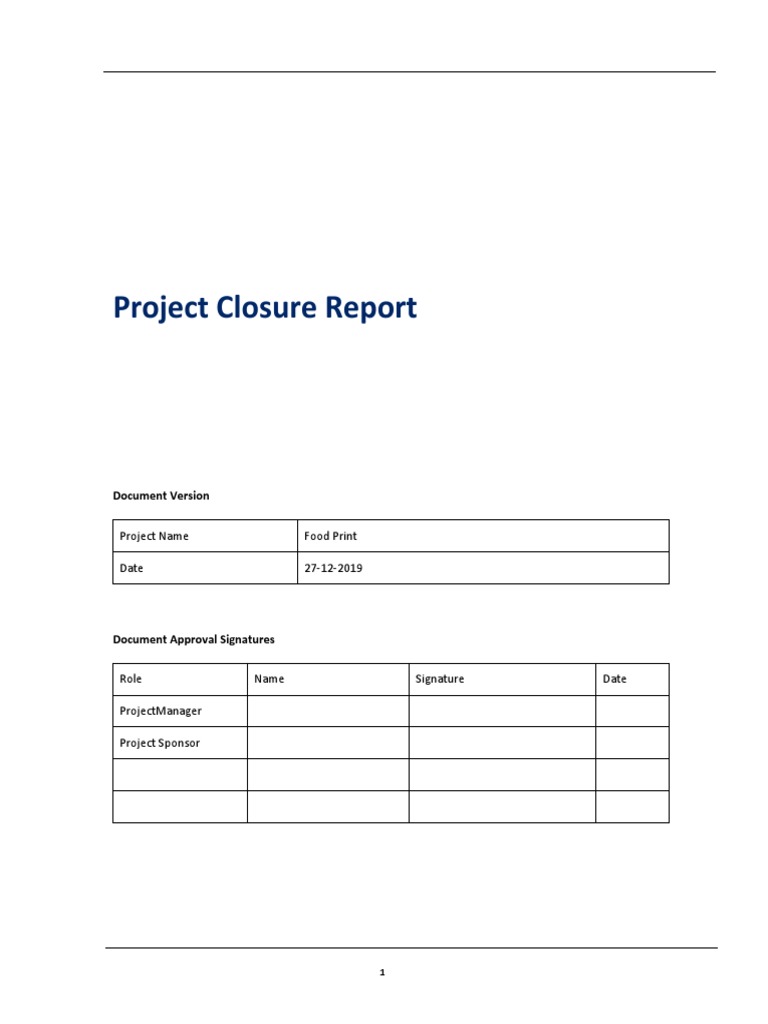 Food Print Project Closure Report | PDF | Business