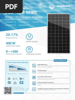 SPM6-72L 380-400 Watt: Mono Crystalline Module